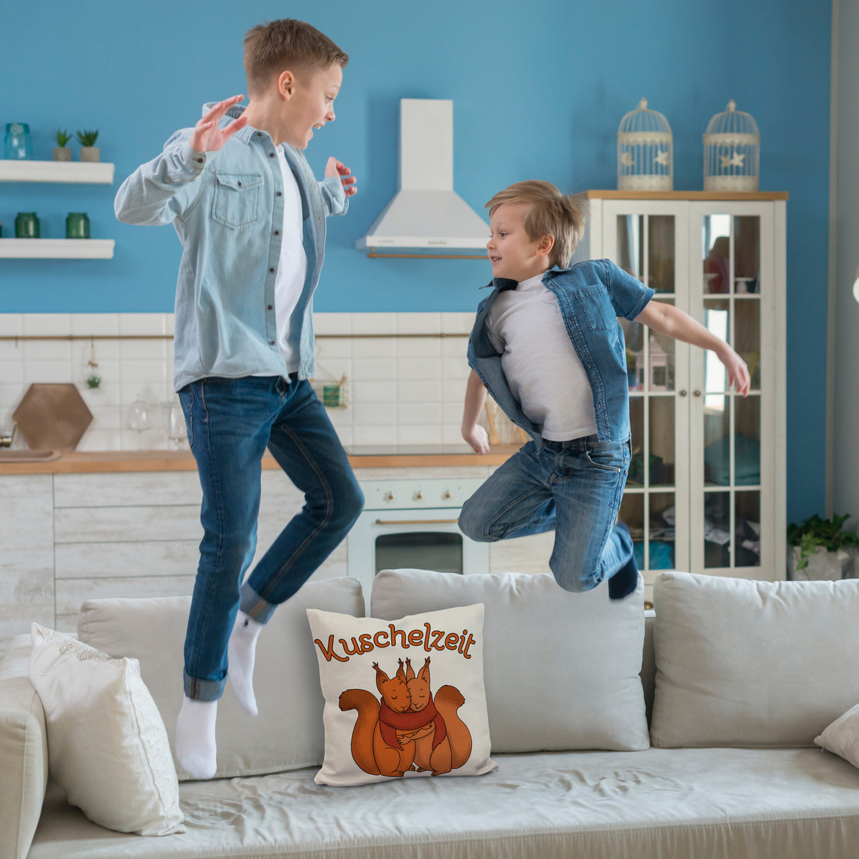 Kuschelzeit Kissen mit niedlichem Eichhörnchenpärchen