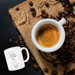 Gilbert die Gans Kaffeebecher mit Spruch Ich hasse euch alle