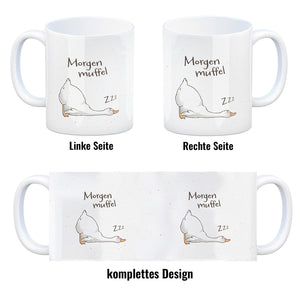 Gilbert die Gans Kaffeebecher mit Spruch Morgenmuffel