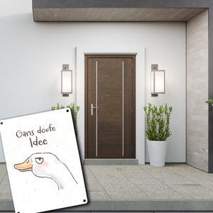 Gilbert die Gans Metallschild in 15x20 cm mit Spruch Gans doofe Idee