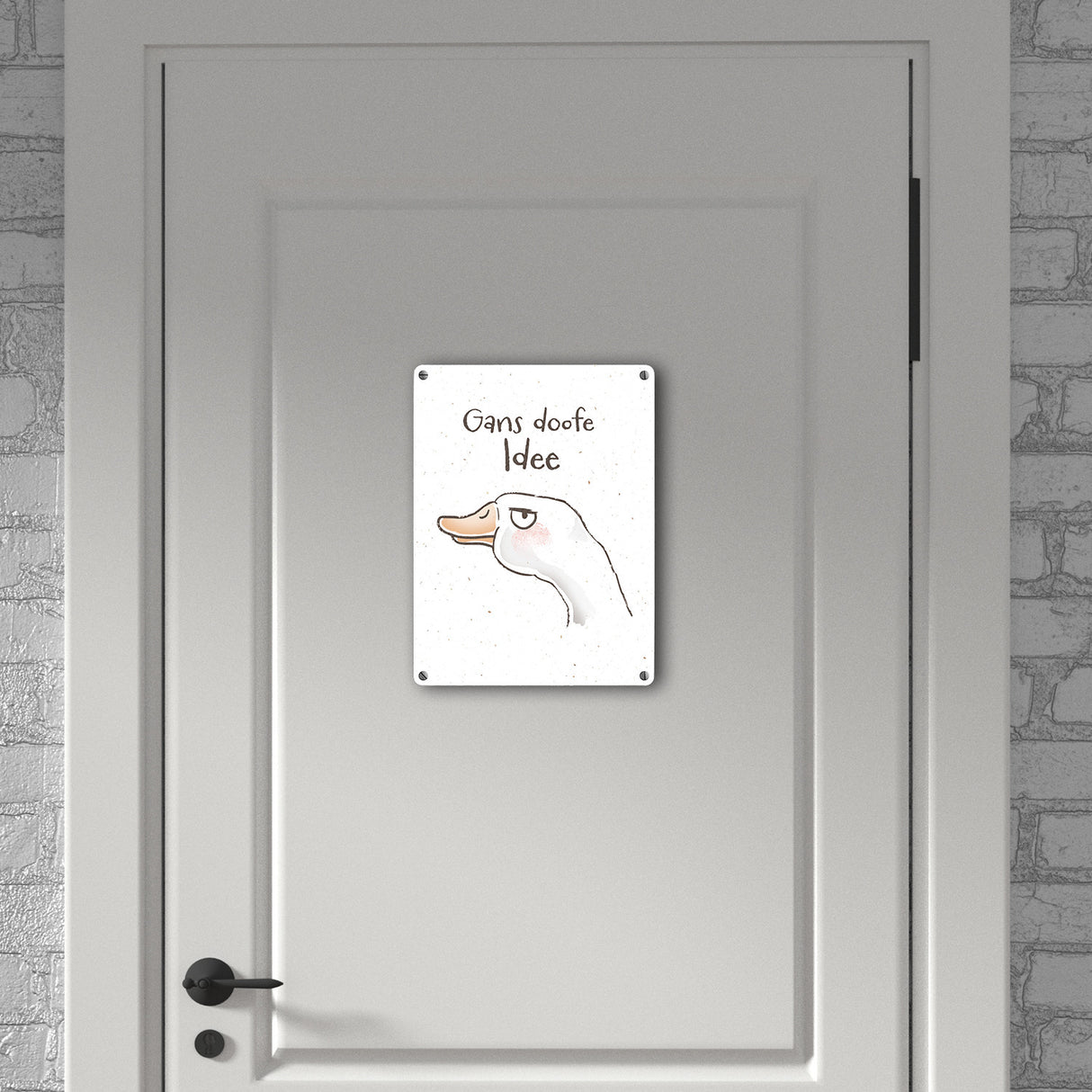 Gilbert die Gans Metallschild in 15x20 cm mit Spruch Gans doofe Idee