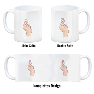 K-Pop Kaffeebecher in Farbe mit Herzsymbol