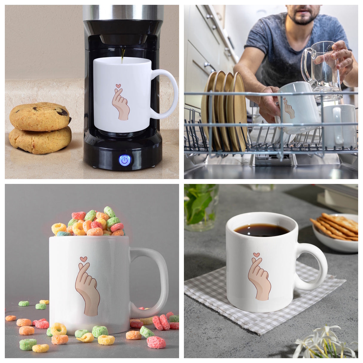 K-Pop Kaffeebecher in Farbe mit Herzsymbol