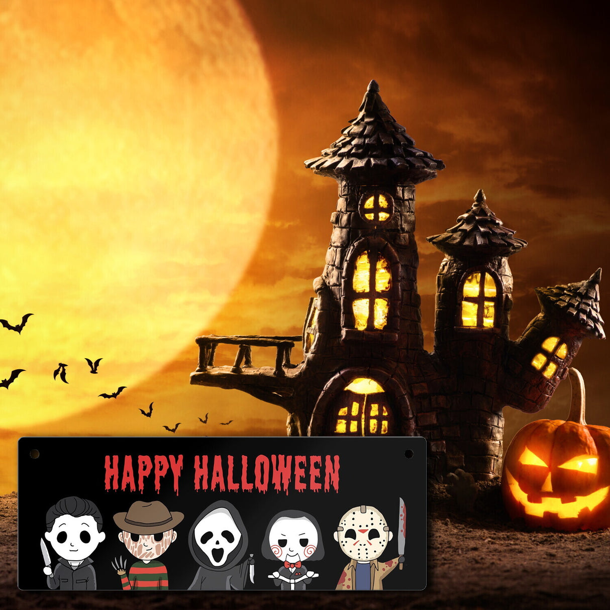 Happy Halloween Metallschild mit Serienkiller Motiv