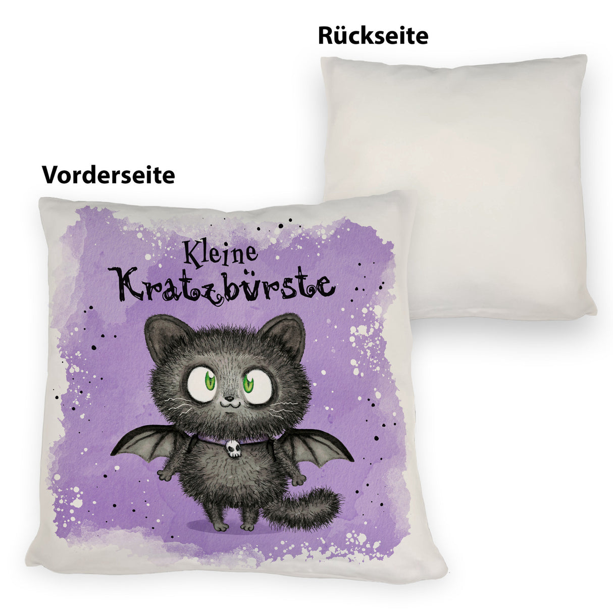 Kleine Kratzbürste Kissen mit Fledermaus-Katze