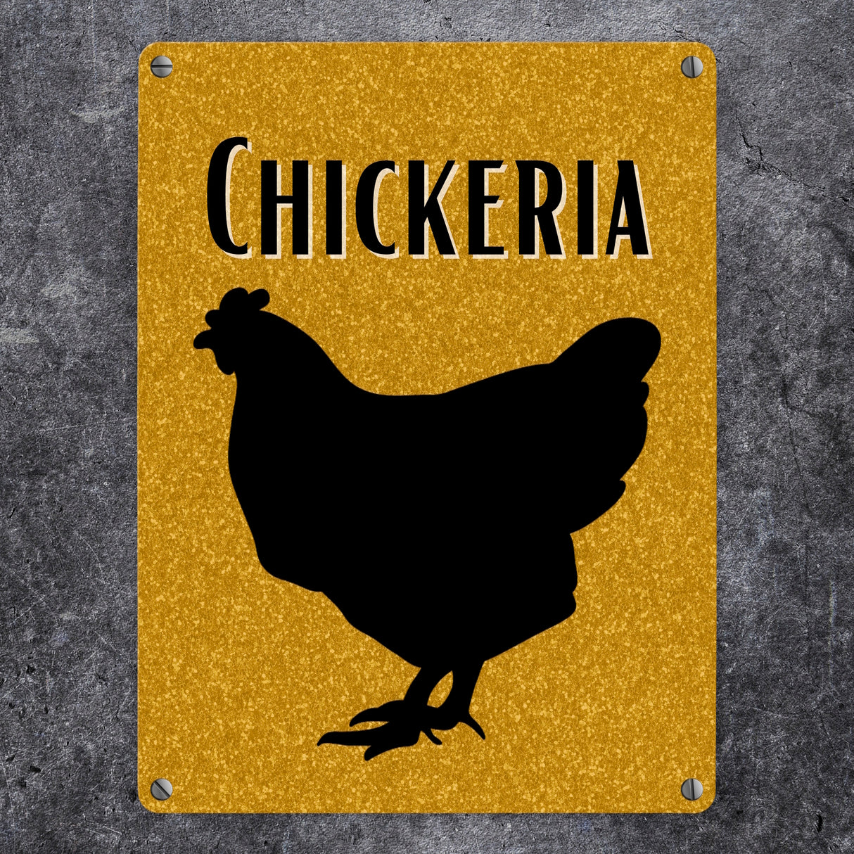 Chickeria Huhn Metallschild in 15x20 cm