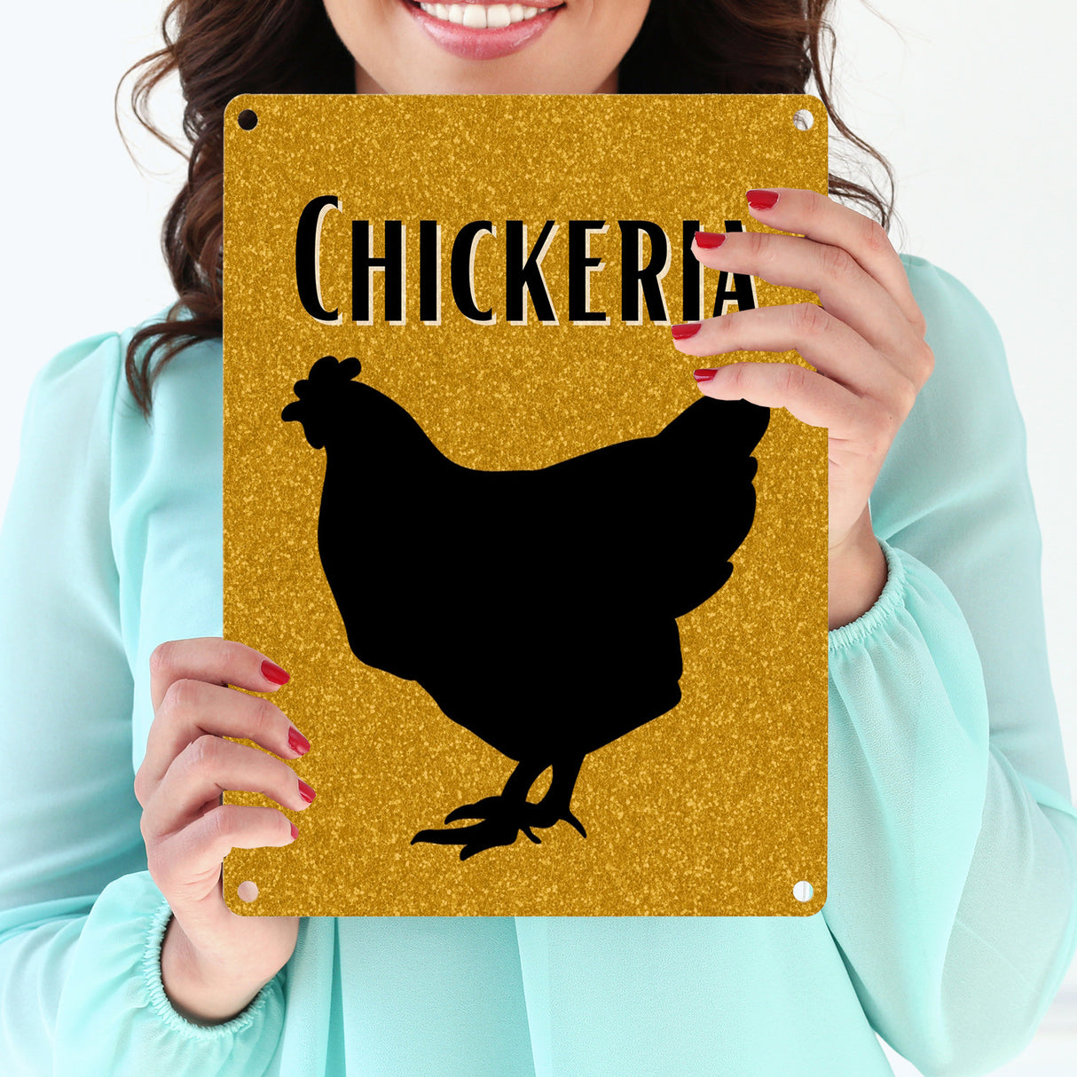Chickeria Huhn Metallschild in 15x20 cm