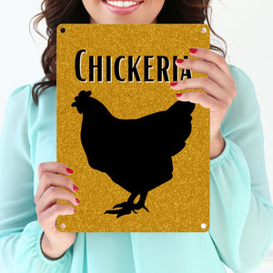 Chickeria Huhn Metallschild in 15x20 cm