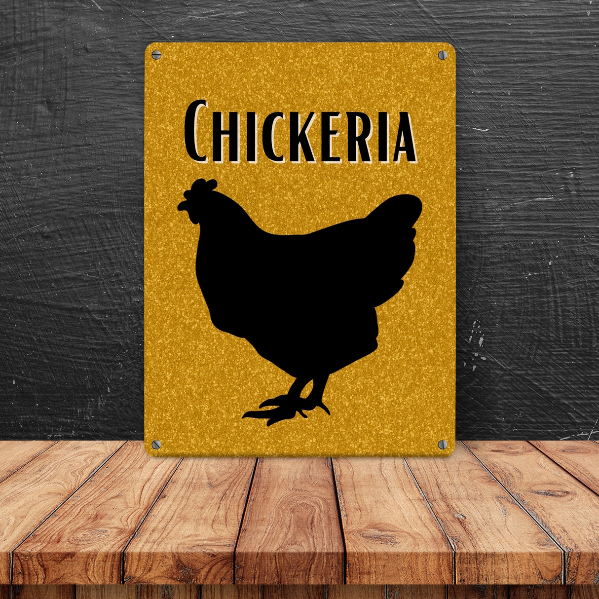 Chickeria Huhn Metallschild in 15x20 cm