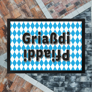 Griaßdi Pfiaddi Fußmatte mit bayrischer Flagge