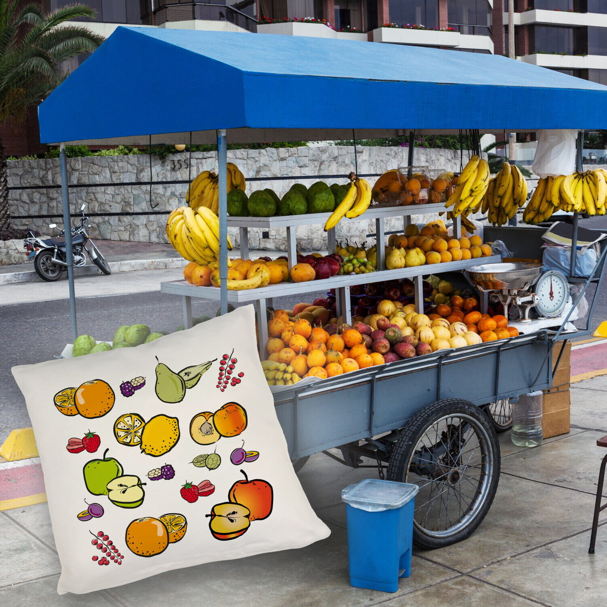 Früchte Kissen mit farbenprächtigen Obstsorten