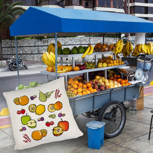 Früchte Kissen mit farbenprächtigen Obstsorten