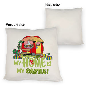 Wohnwagen Kissen mit Spruch My Home is my castle! I love camping