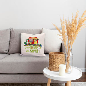 Wohnwagen Kissen mit Spruch My Home is my castle! I love camping