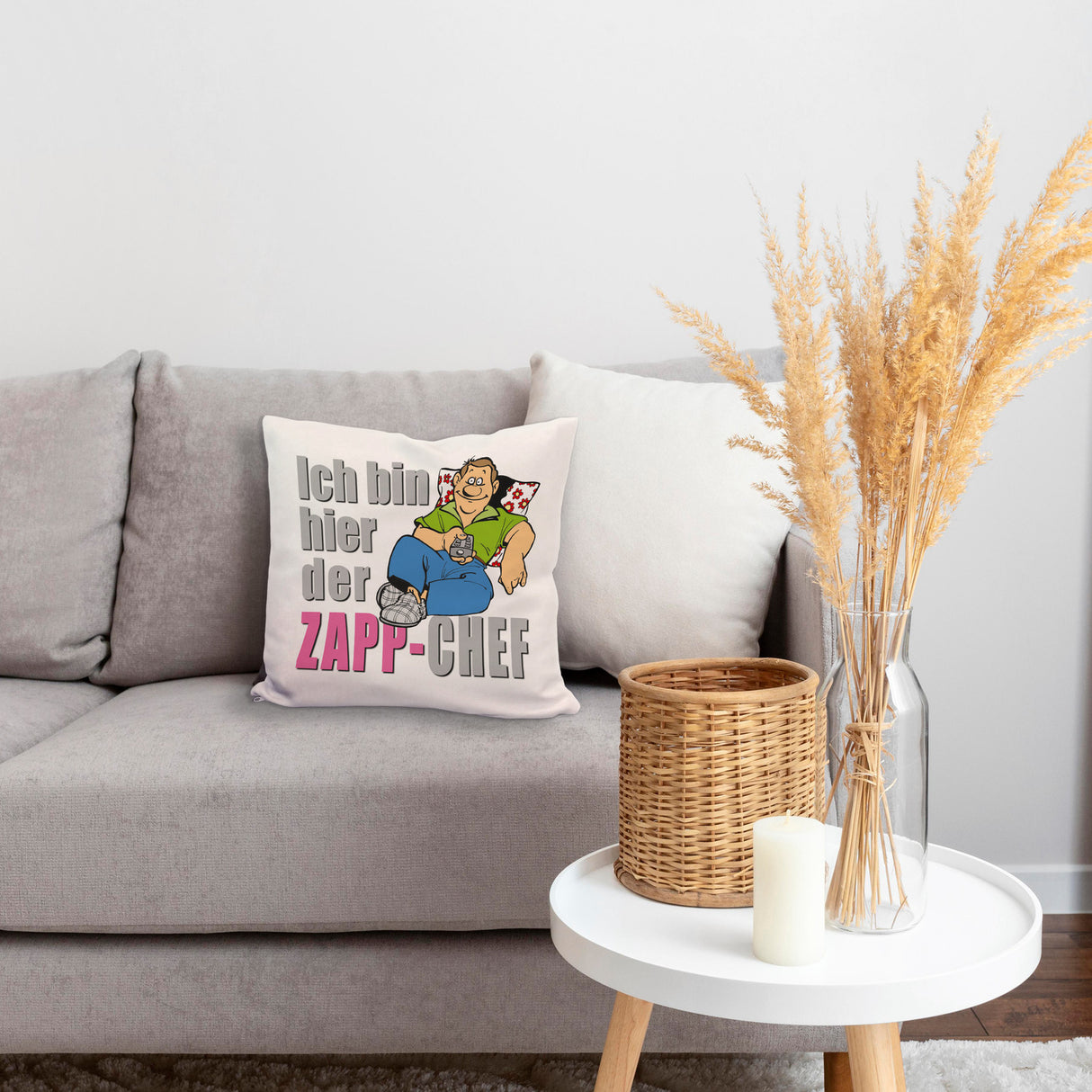 Ich bin hier der Zapp-Chef Kissen mit Text in pink
