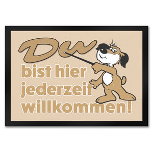 Du bist hier jederzeit willkommen Fußmatte mit freundlichem Hund