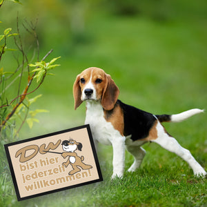 Du bist hier jederzeit willkommen Fußmatte mit freundlichem Hund
