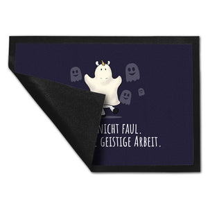 Einhorn-Geist Fußmatte in 35x50 cm mit Spruch Nicht faul mache geistige Arbeit