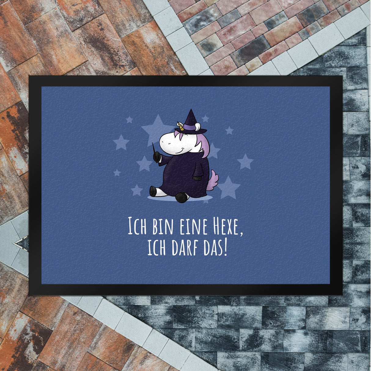 Einhorn-Hexe Fußmatte in 35x50 cm mit Spruch Ich bin eine Hexe