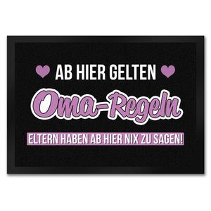 Oma-Regeln Fußmatte in 35x50 cm mit Spruch Eltern haben ab hier nix zu sagen