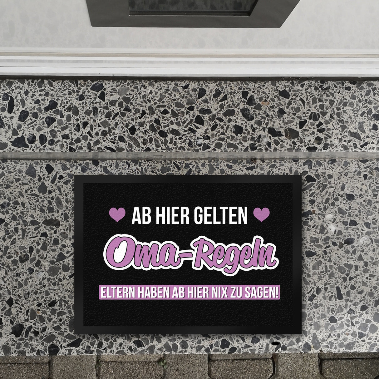 Oma-Regeln Fußmatte in 35x50 cm mit Spruch Eltern haben ab hier nix zu sagen