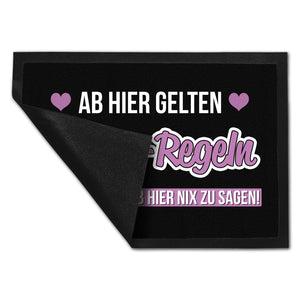 Oma-Regeln Fußmatte in 35x50 cm mit Spruch Eltern haben ab hier nix zu sagen
