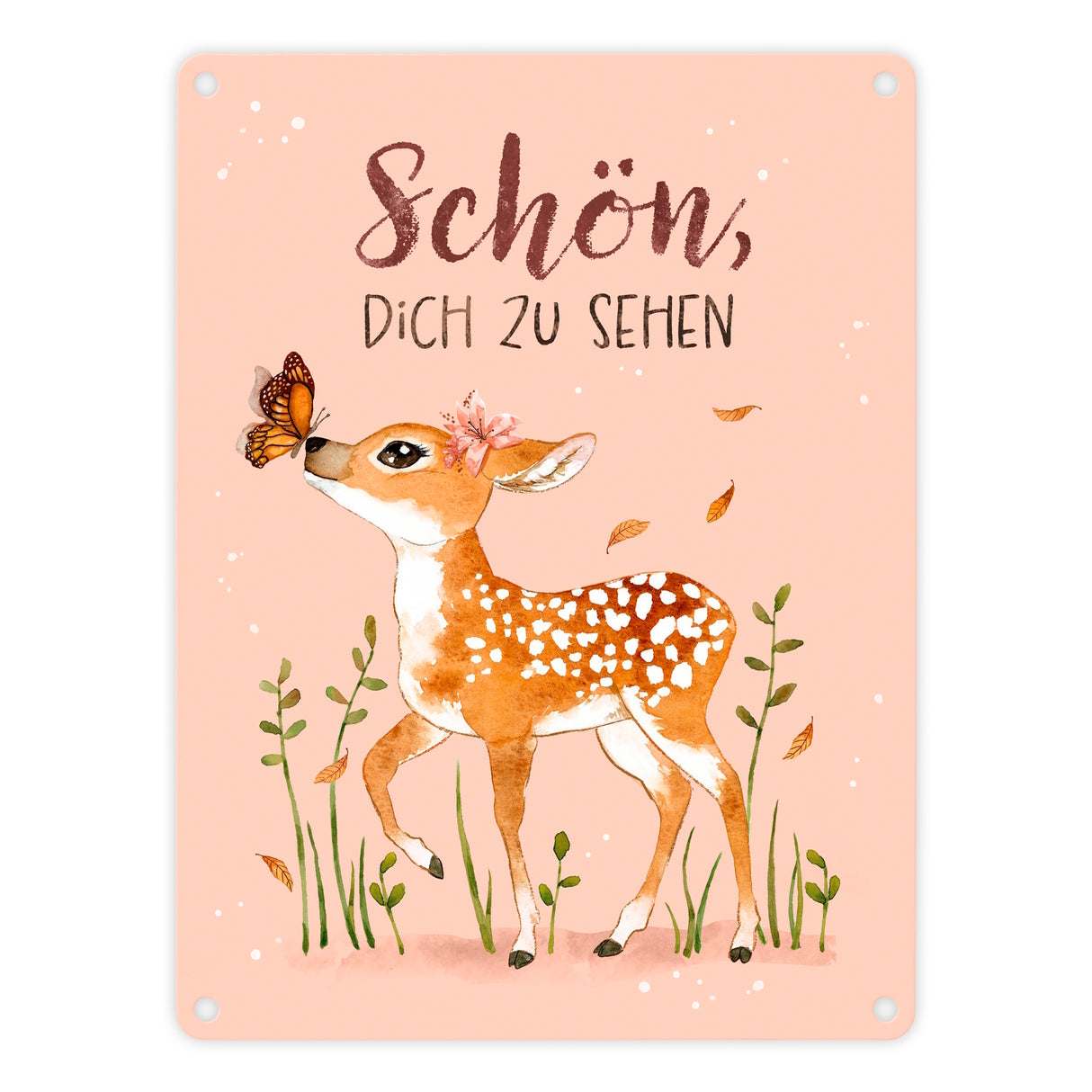 Schön dich zu sehen Metallschild in 15x20 cm mit niedlichem Reh
