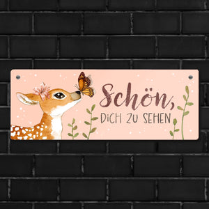 Schön dich zu sehen Metallschild mit niedlichem Reh