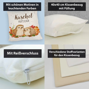 Igel Kissen mit Spruch Kuschelplätzchen