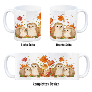 Igel im Herbst Kaffeebecher im Aquarell Stil