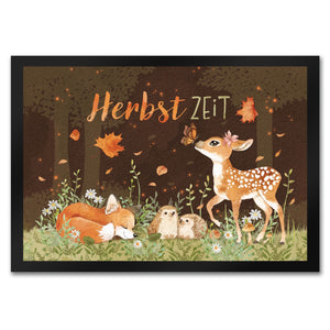 Tier des Waldes Fußmatte in 35x50 cm mit Spruch Herbstzeit