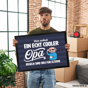 Cooler Opa Fußmatte in 35x50 cm mit Spruch Regeln sind was für Eltern