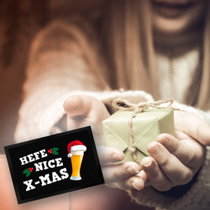 Bier mit Weihnachtsmütze Fußmatte in 35x50 cm mit Spruch Hefe nice X-mas