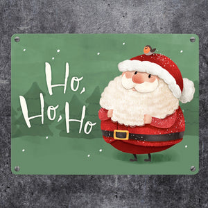 Weihnachtsmann Metallschild in 15x20 cm mit Spruch Ho ho ho