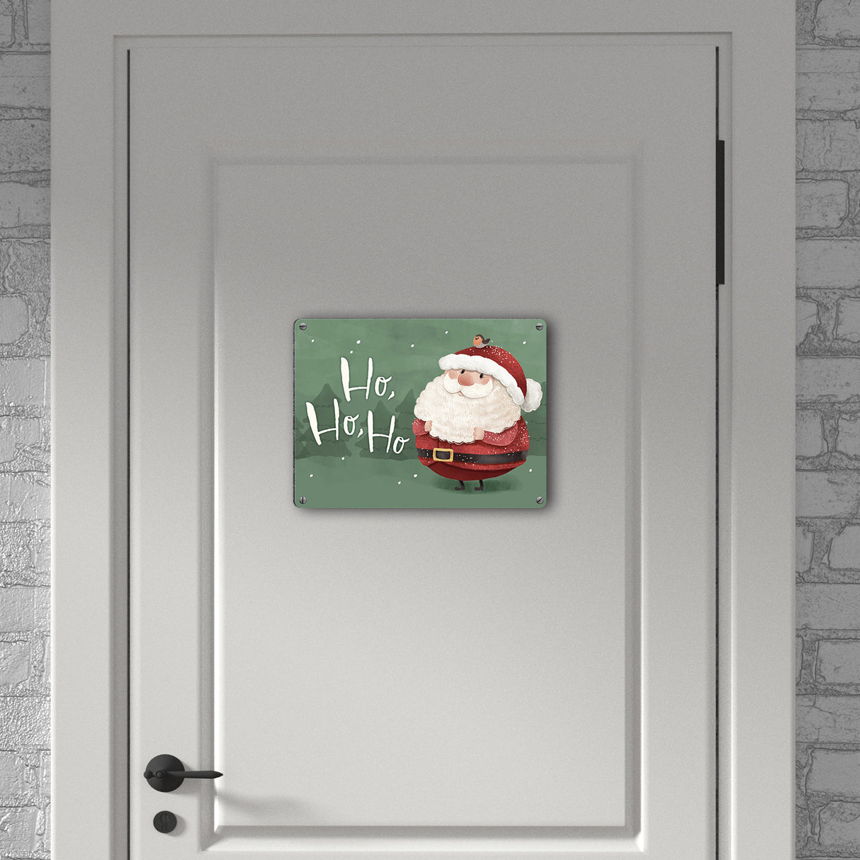 Weihnachtsmann Metallschild in 15x20 cm mit Spruch Ho ho ho