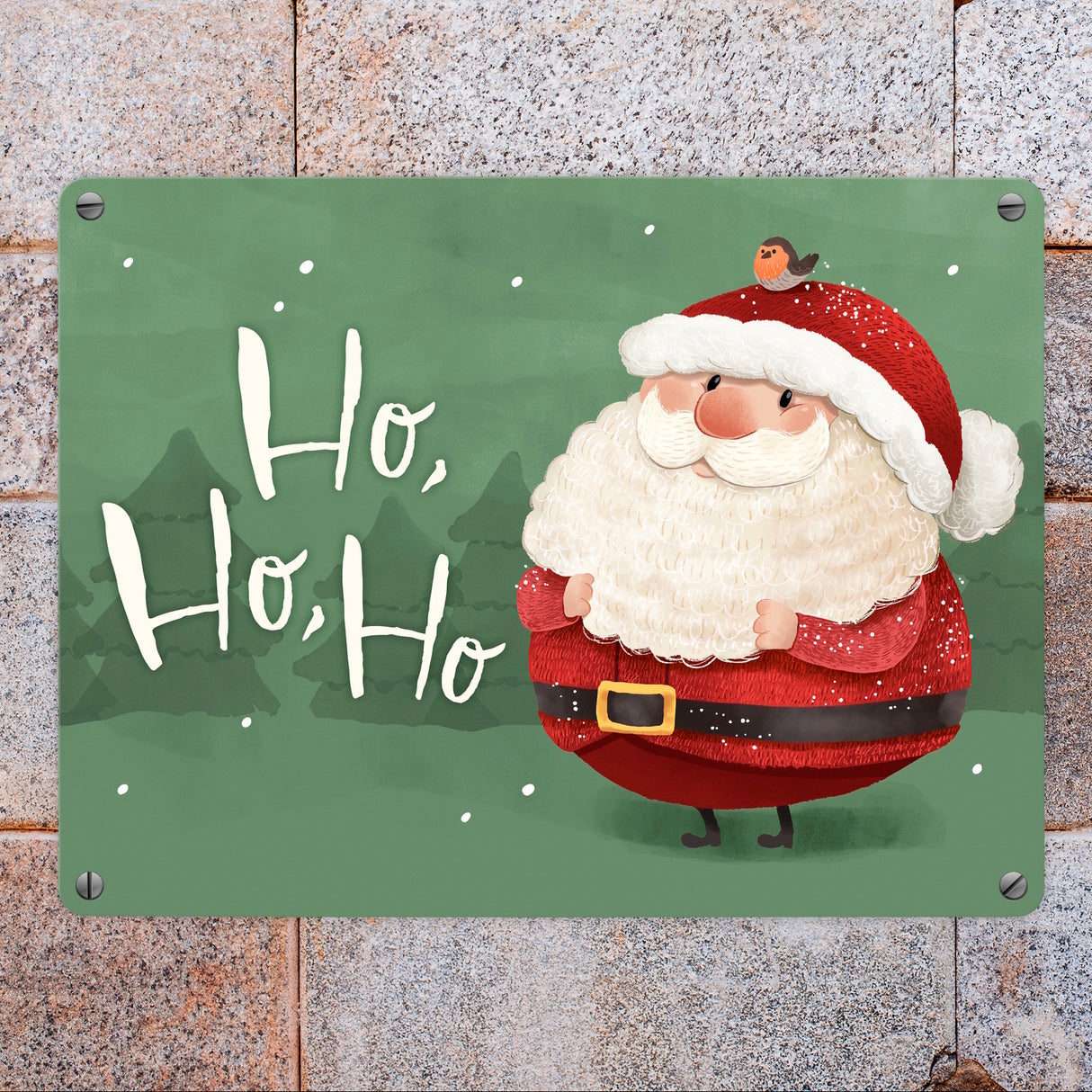 Weihnachtsmann Metallschild in 15x20 cm mit Spruch Ho ho ho