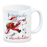 Weihnachtsmann auf Einhorn Kaffeebecher mit Spruch Magische Weihnachten