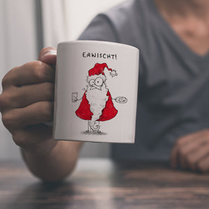 Weihnachtsmann am Naschen Kaffeebecher mit Spruch Erwischt