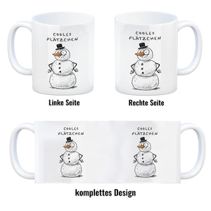 Schneemann mit Hut Kaffeebecher mit Spruch Cooles Plätzchen