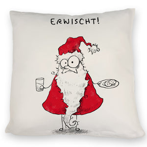 Weihnachtsmann am Naschen Kissen mit Spruch Erwischt