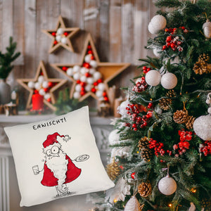 Weihnachtsmann am Naschen Kissen mit Spruch Erwischt