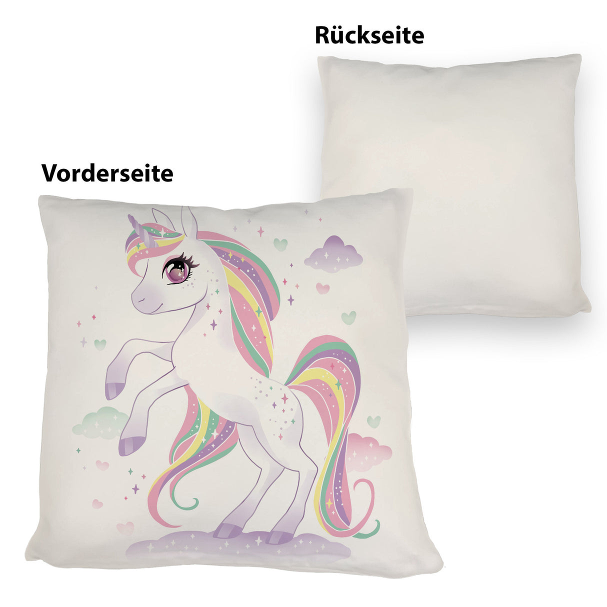 Einhorn Kissen mit Wolkenhintergrund