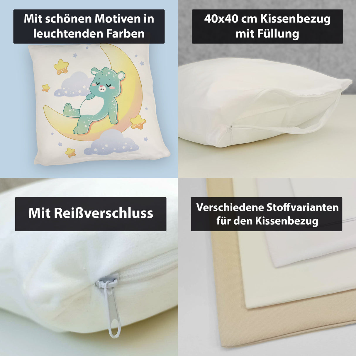 Schlafender Bär im Mond Kissen
