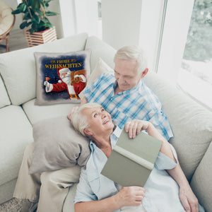 Traditioneller Weihnachtsmann Kissen mit Spruch Frohe Weihnachten