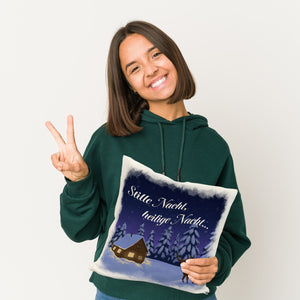 Winterlandschaft mit Hirsch Kissen mit Spruch Stille Nacht heilige Nacht