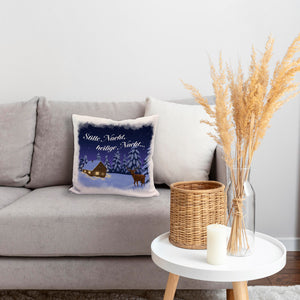 Winterlandschaft mit Hirsch Kissen mit Spruch Stille Nacht heilige Nacht