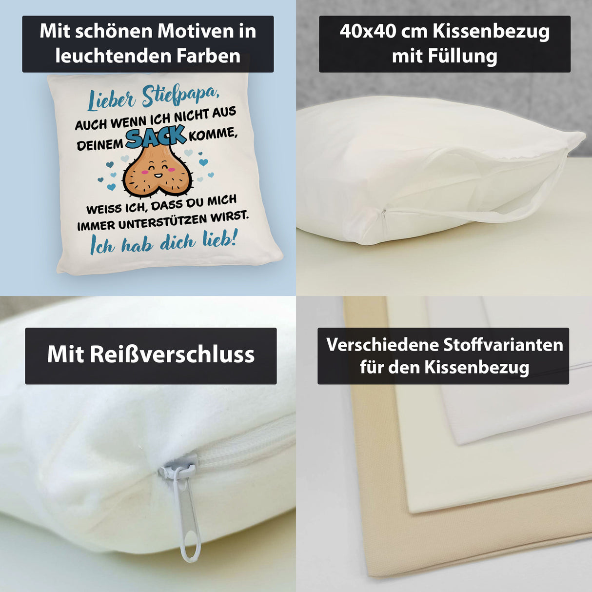 Stiefpapa ich hab dich lieb Kissen mit Spruch