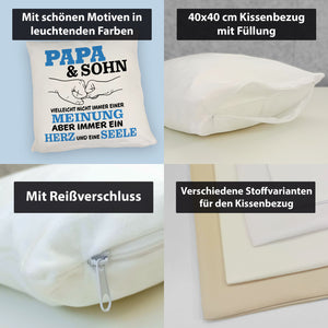 Papa & Sohn Kissen mit Spruch Ein Herz und eine Seele