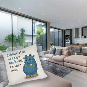 Freches Monster Kissen mit lustigem Spruch