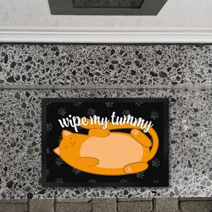 Wipe my tummy Katze Fußmatte in 35x50 cm und Spruch